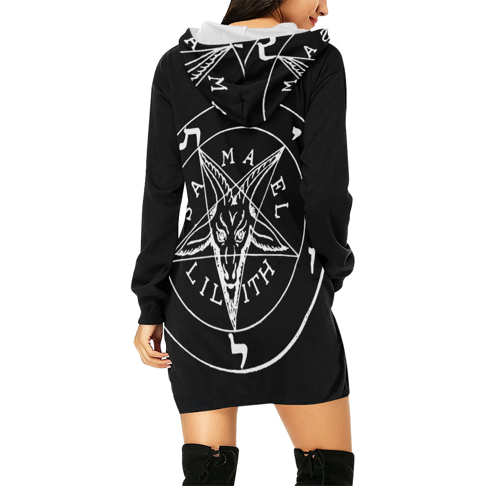 Women's sigil of satan Hoodie Mini Dress
