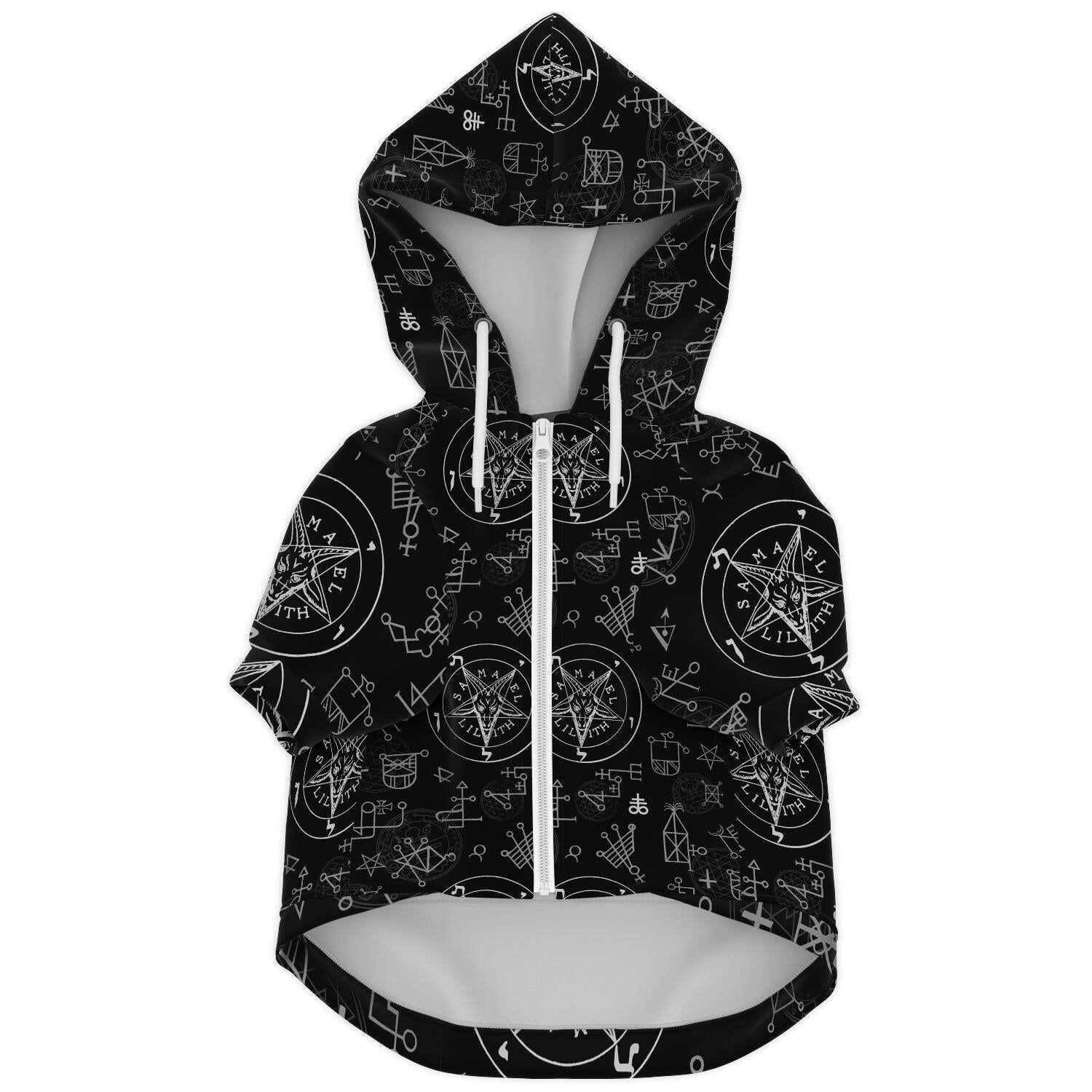 satanic hoodie for dogs white zipper