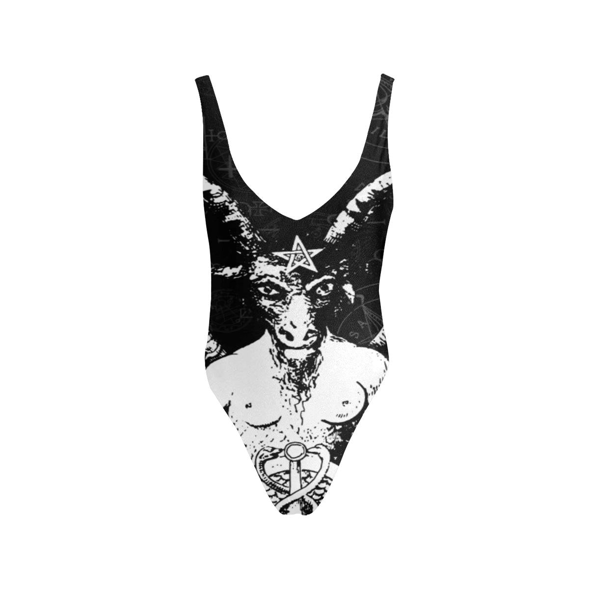 The Baphomet Women's Halter Straps Backless Swimsuit