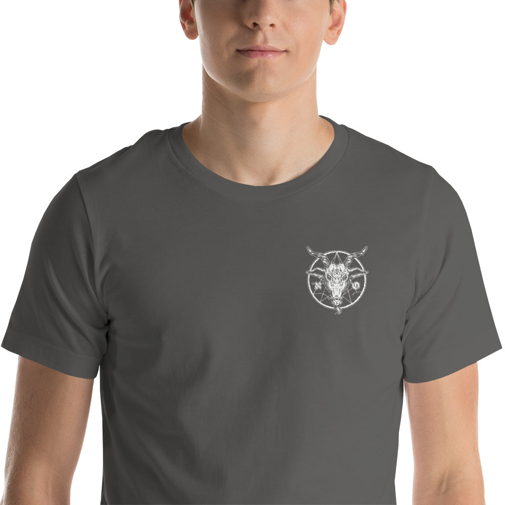 Embroidery Goat Head Short-Sleeve Unisex T-Shirt