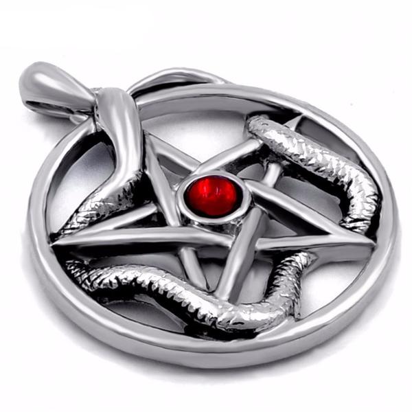 Powerful Snake Pentacle Pentagram Necklace - aleph-zero