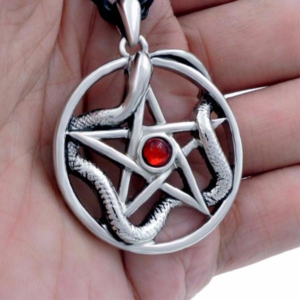 Powerful Snake Pentacle Pentagram Necklace - aleph-zero