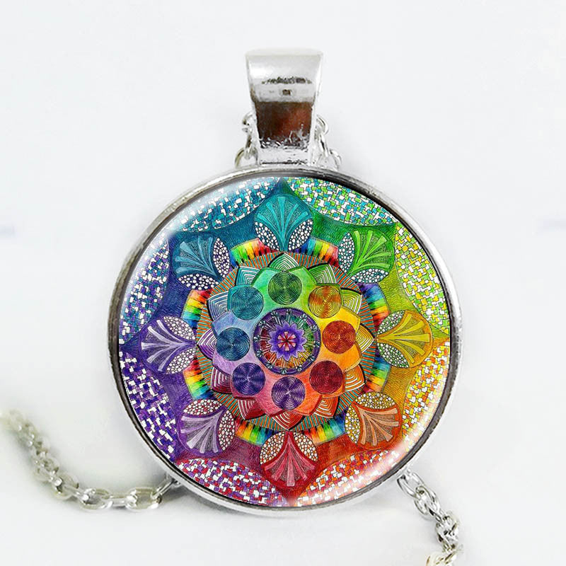Handmade Flower of life Necklace- Colorful mandala - aleph-zero