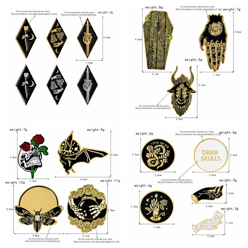 Gothic Punk lapel pins set