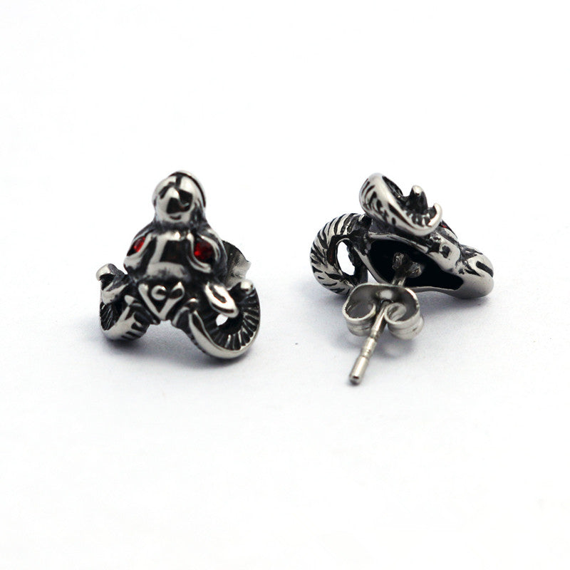 Goat head titanium steel earrings