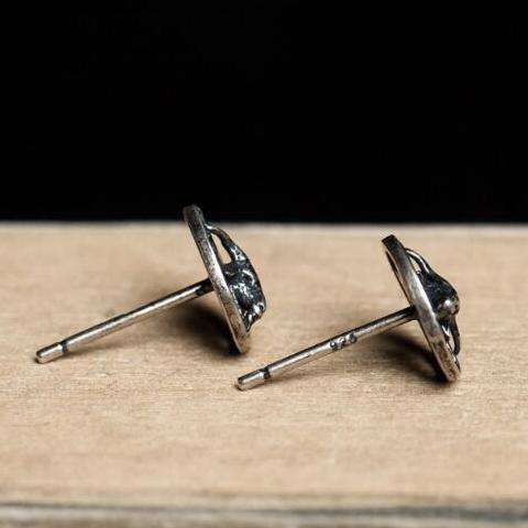 Vintage Sigil of Baphomet Satanic Silver Stud Earrings