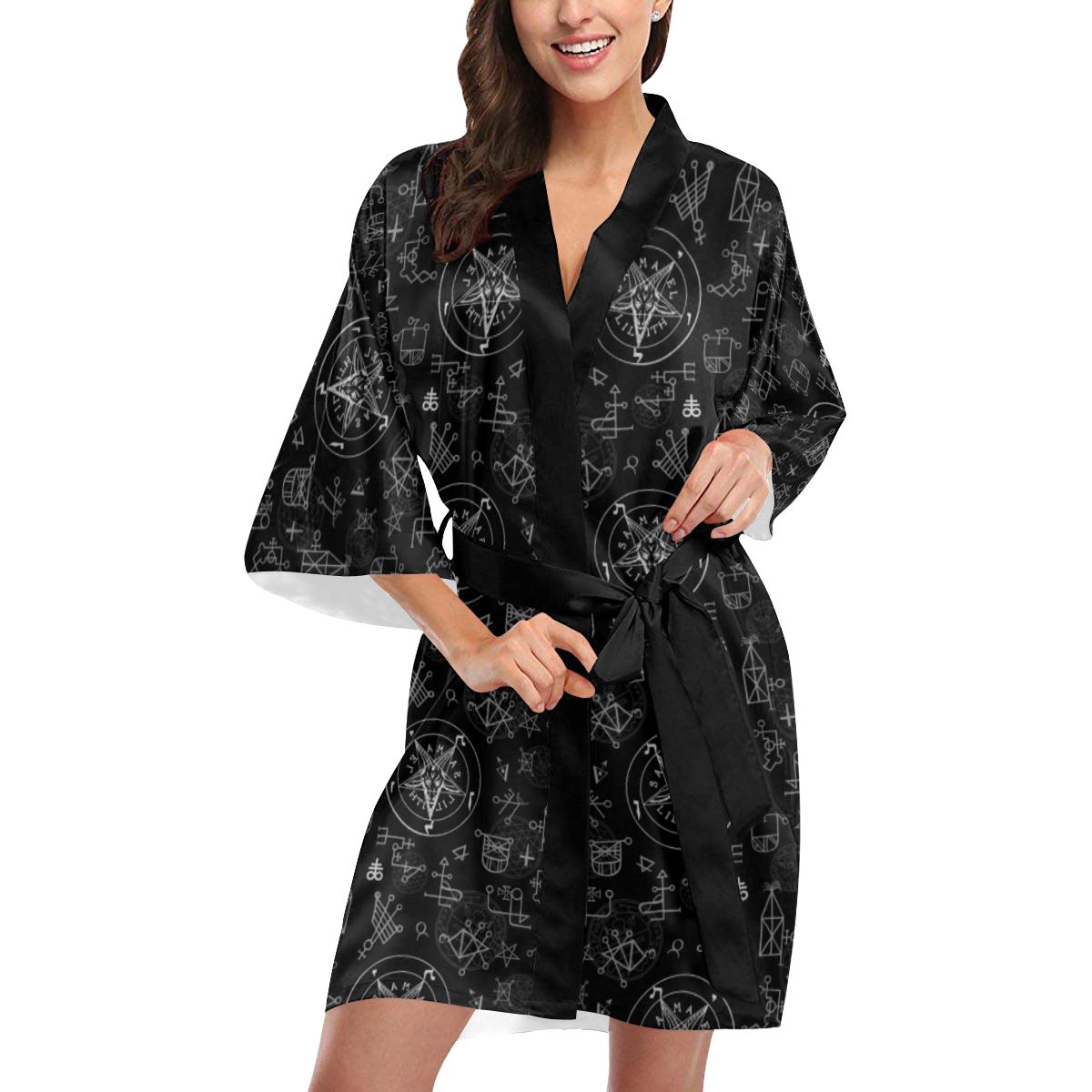The Sigil Of Baphomet  Women's Short Kimono Robe