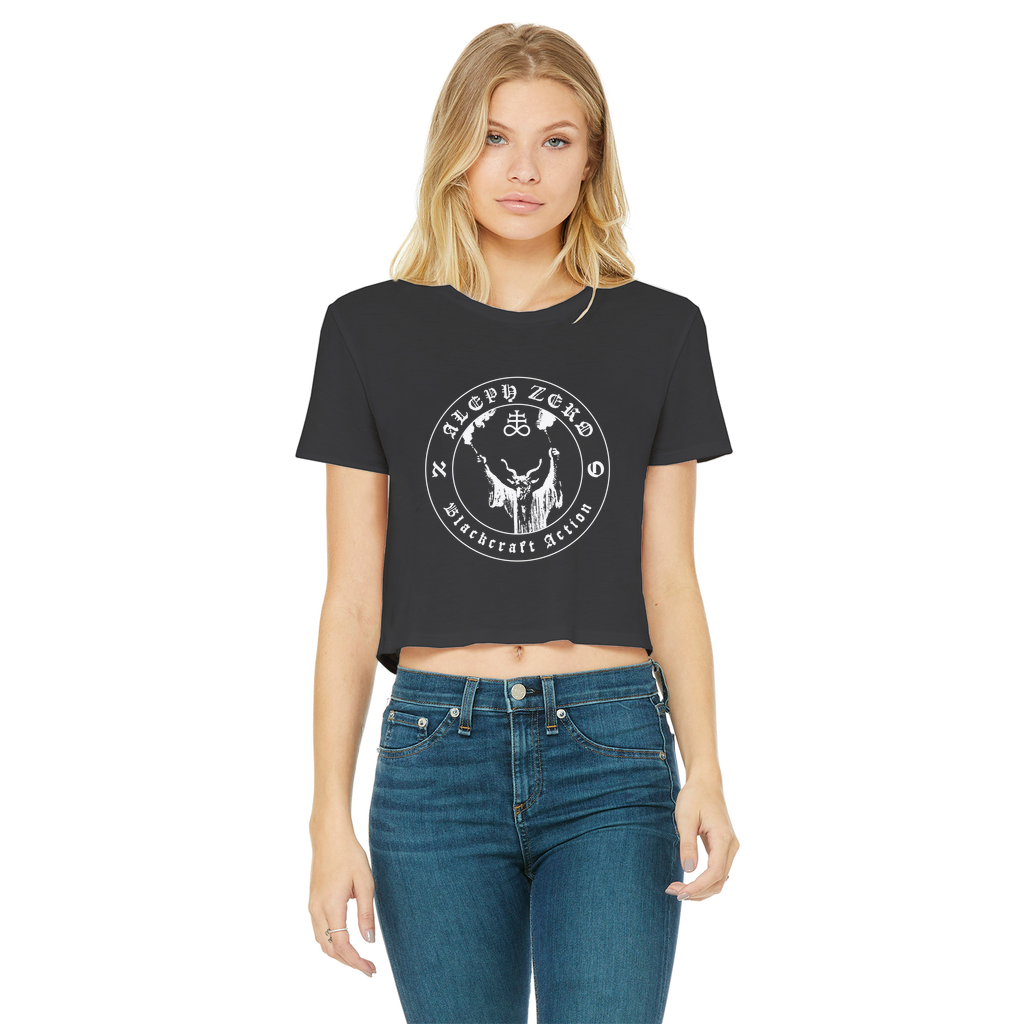 AlephZero Blackcraft Action Classic Women's Cropped Raw Edge T-Shirt