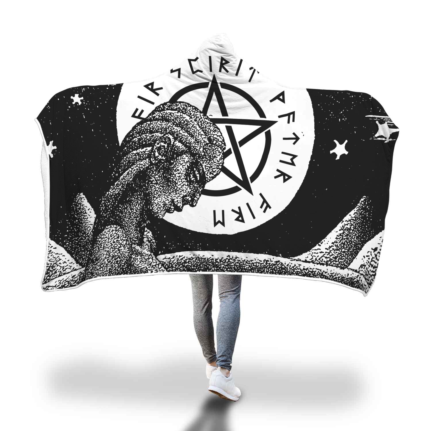 The witch dance pentagram hooded blanket