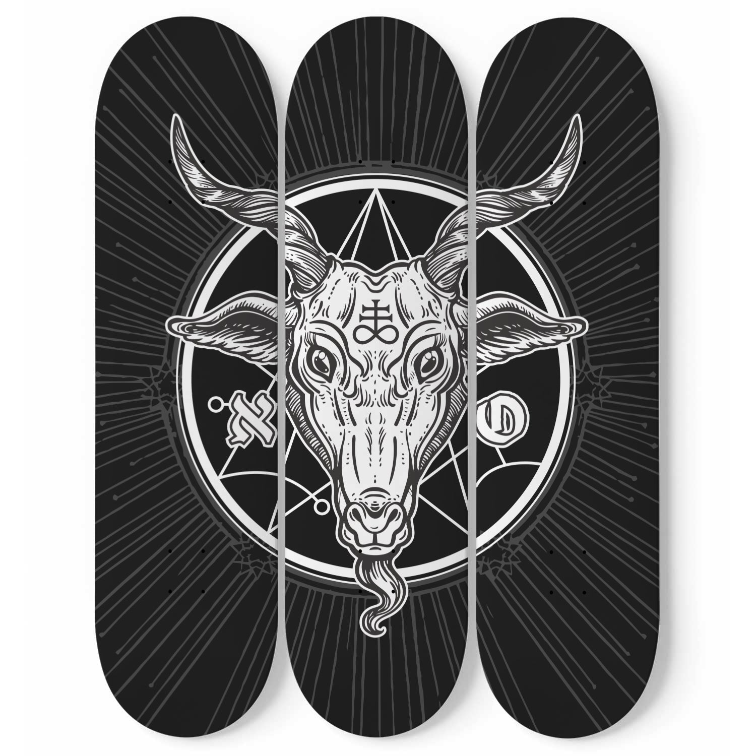 The Goathead Necronomicon 3 deck Skateboard Wall Art Set