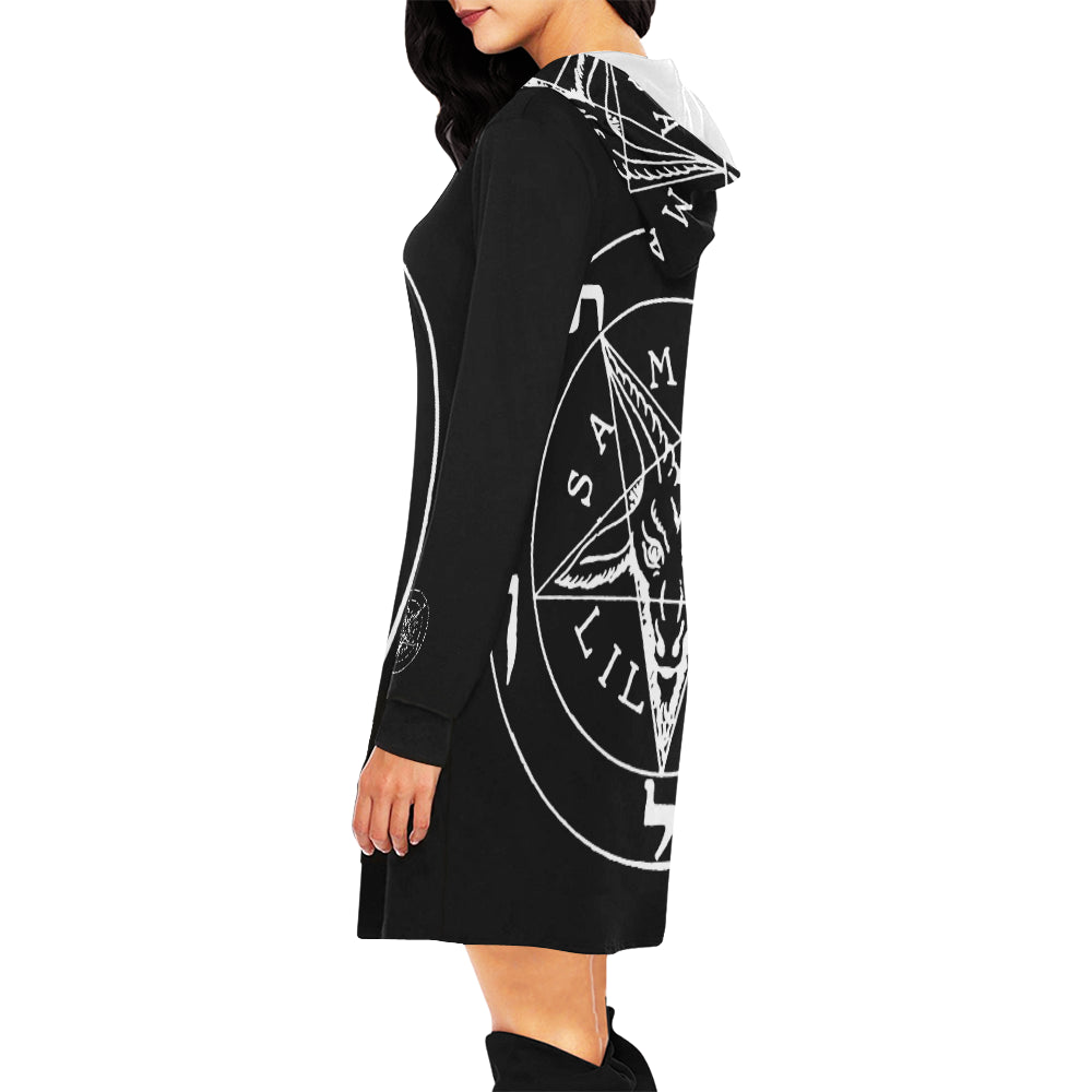 Women's sigil of satan Hoodie Mini Dress