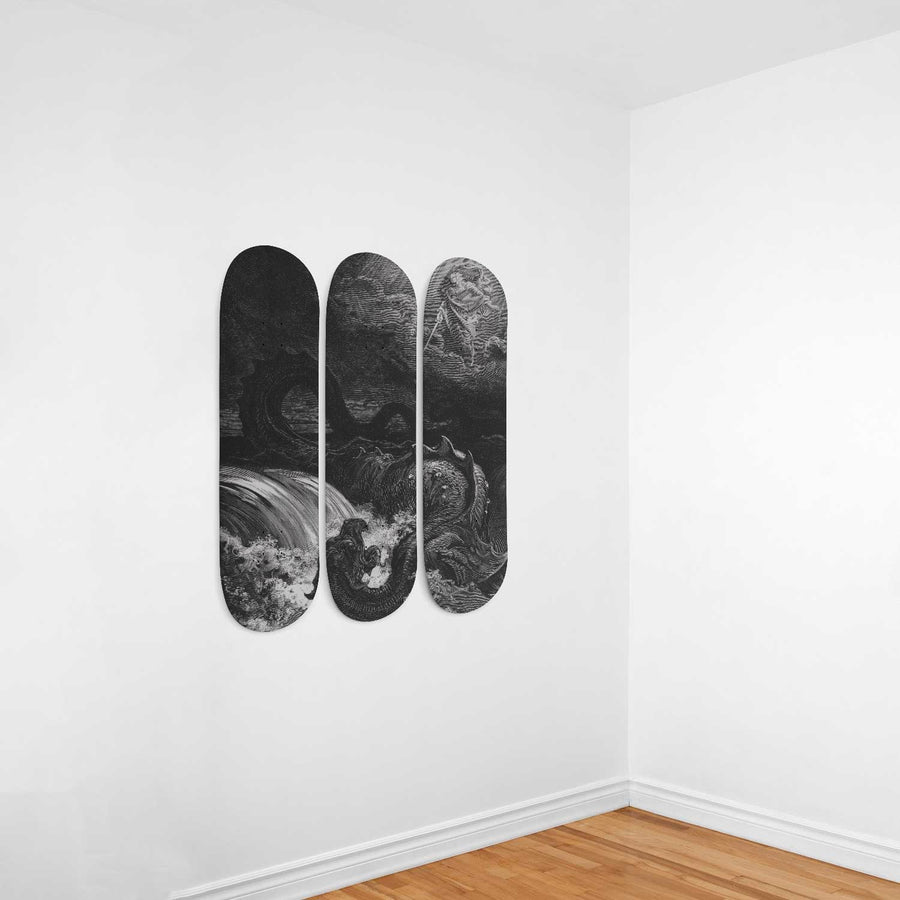 The Leviathan 3 deck Skateboard Wall Art