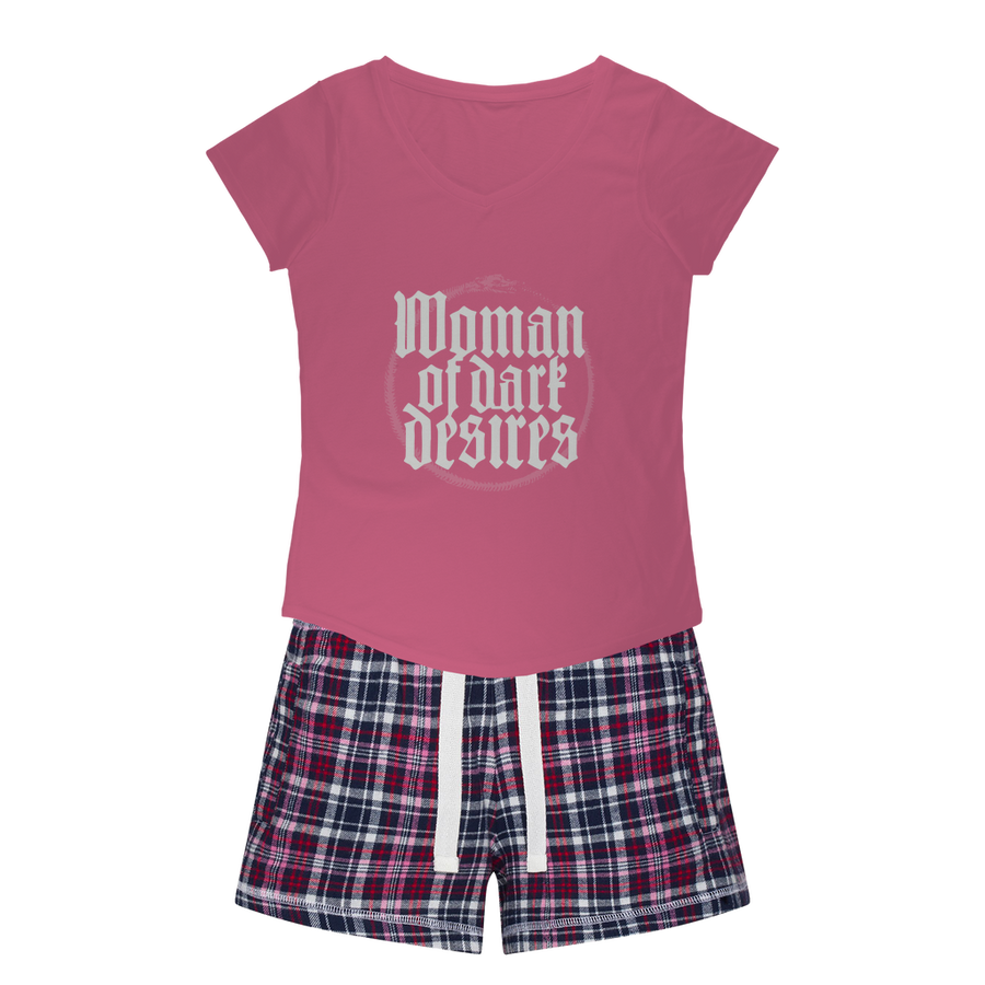 Woman_of_dark_desries Girls Sleepy Tee and Flannel Short