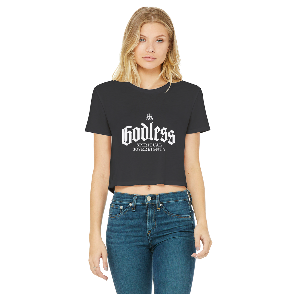 Godless Classic Women's Cropped Raw Edge T-Shirt