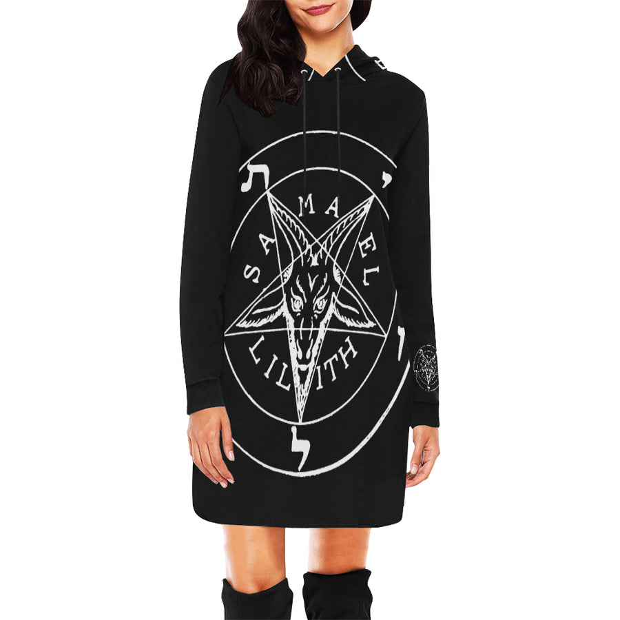 Women's sigil of satan Hoodie Mini Dress