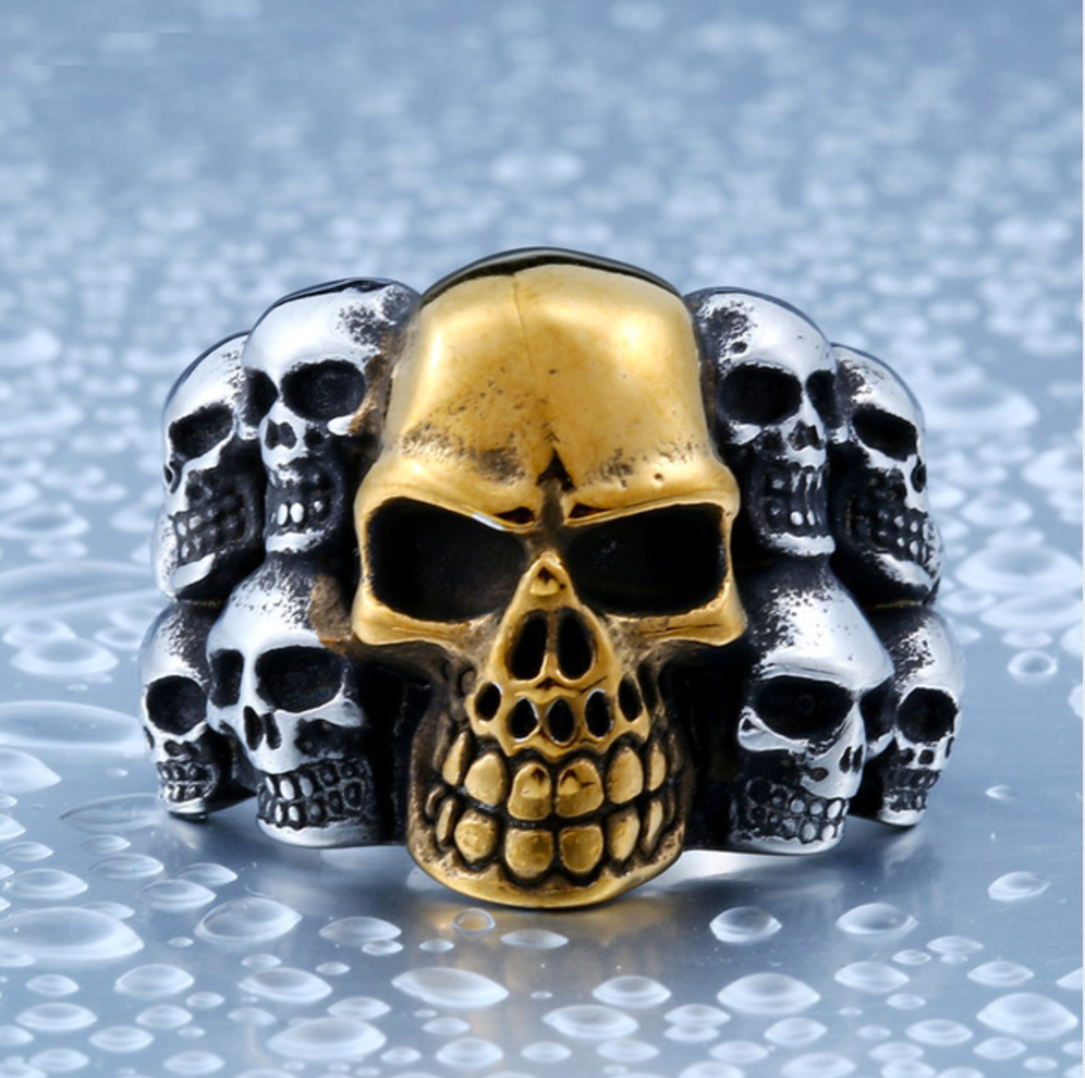 Skull Biker Stainless Steel Ring - aleph-zero