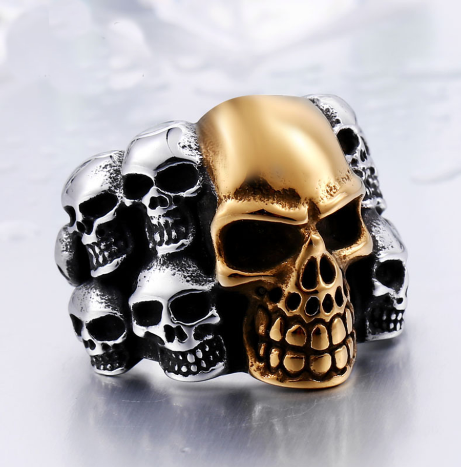 Skull Biker Stainless Steel Ring - aleph-zero