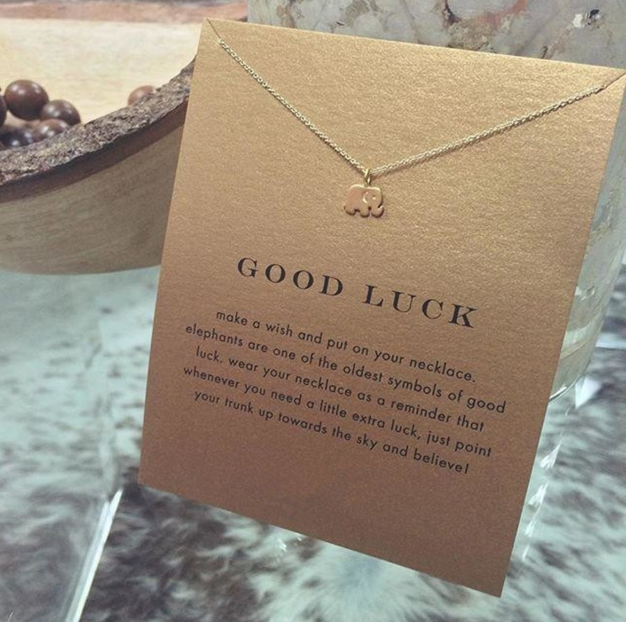 Good luck elephant pendant necklace, gold plated clavicle chains - aleph-zero