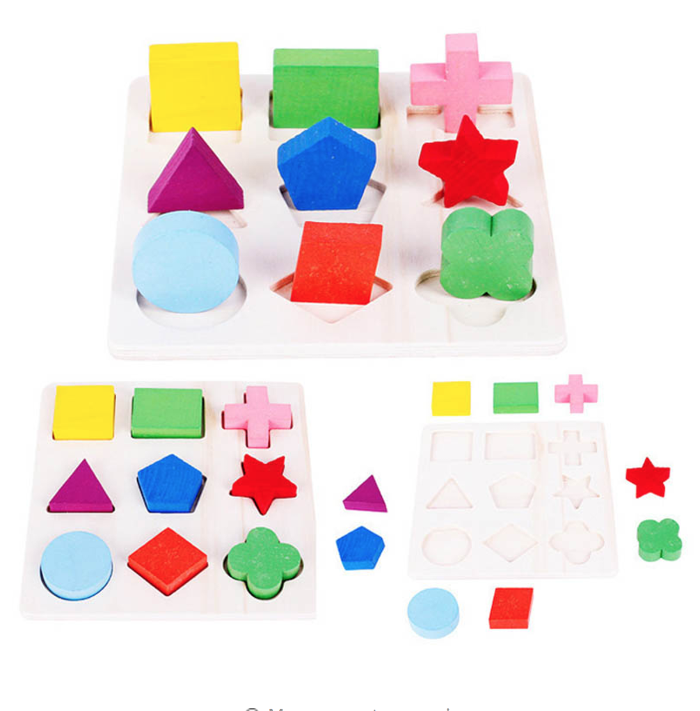 Wooden Learning Geometry Educational Puzzle, Montessori -  Early Learning - aleph-zero