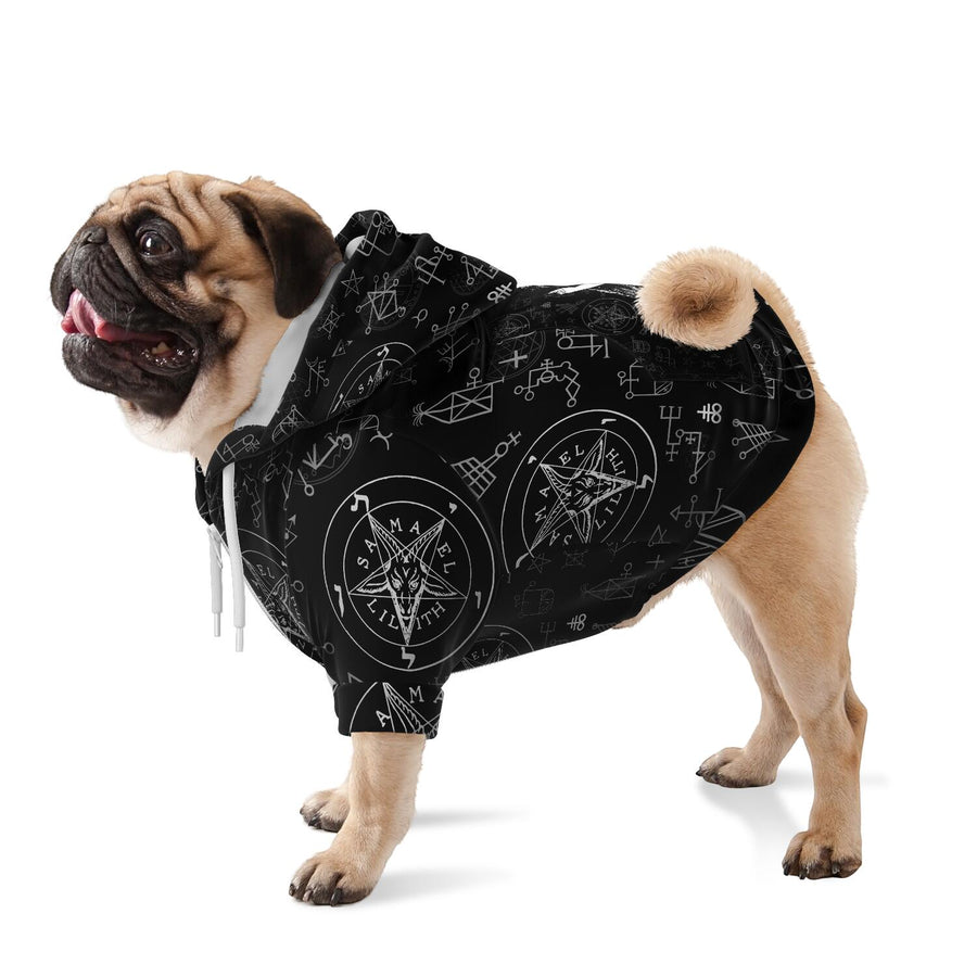 satanic hoodie for dogs white zipper