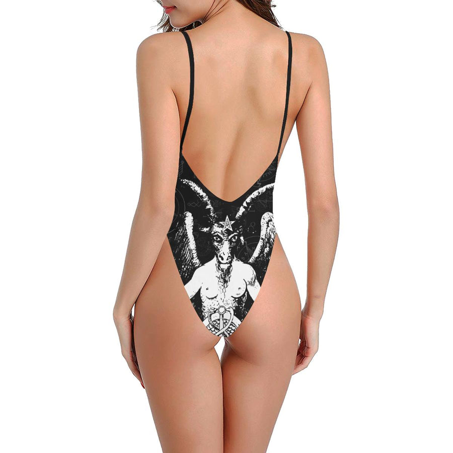 The Baphomet Women's Halter Straps Backless Swimsuit