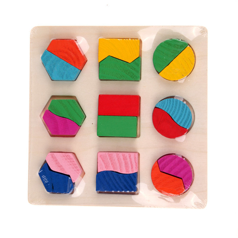 Wooden Learning Geometry Educational Puzzle, Montessori -  Early Learning - aleph-zero