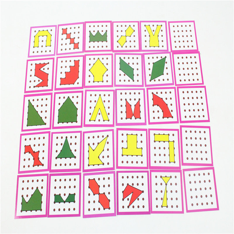 Montessori Creative Graphics Rubber Tie Nail Boards with Cards - aleph-zero