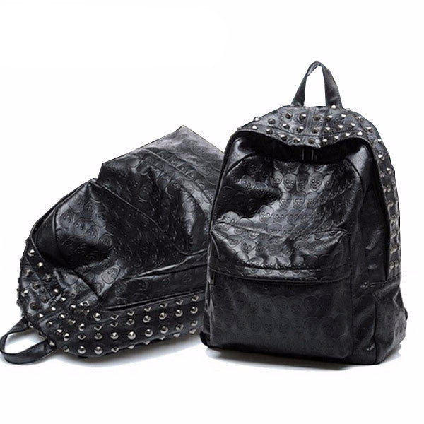 Fashion Skull Pu Leather Backpack - aleph-zero
