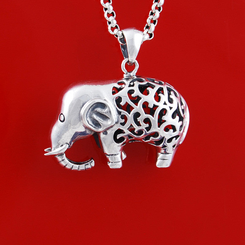 Handmade 925 Sterling Silver Elephant Pendant Necklace - aleph-zero