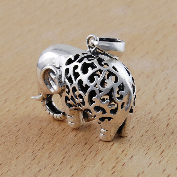 Handmade 925 Sterling Silver Elephant Pendant Necklace - aleph-zero