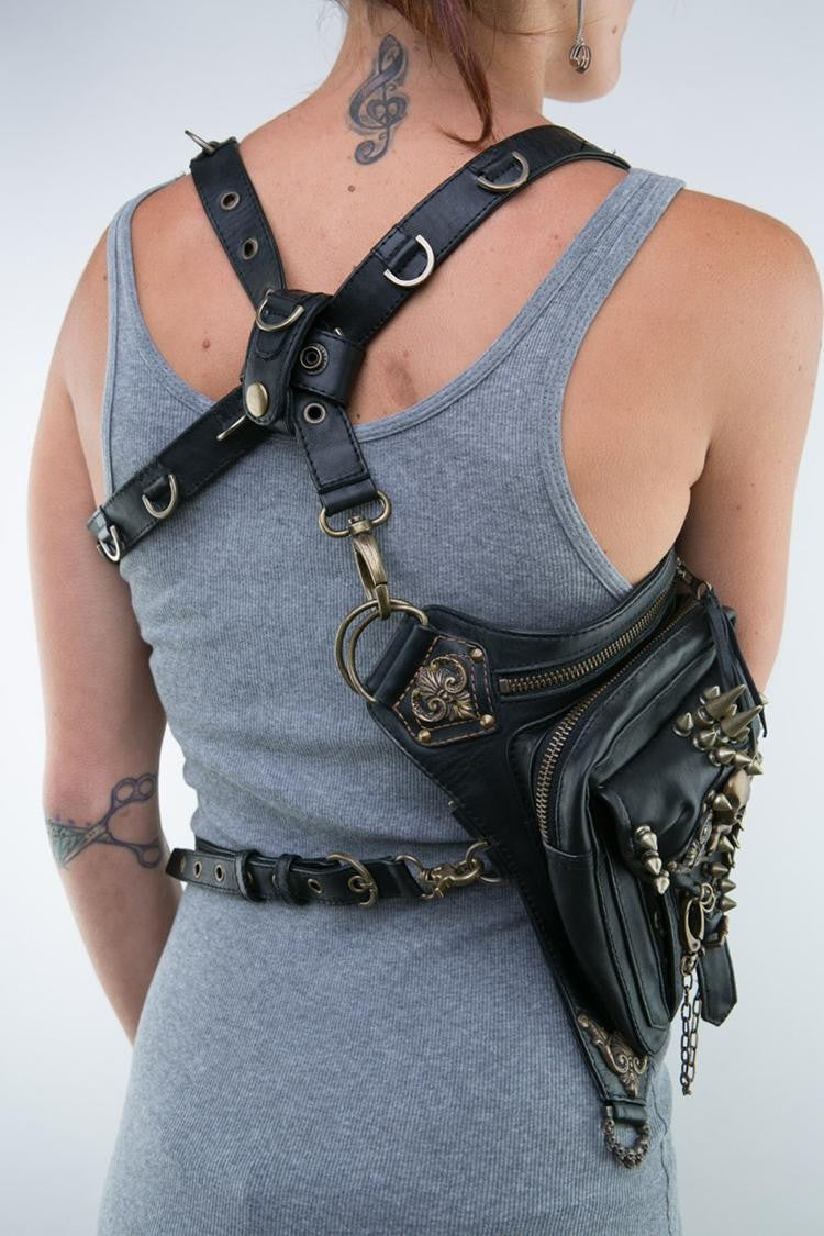 Women Waist Bag Female Fanny Pack Belt Bags Small Leg Bag Steampunk Bags  Gothic Messenger Bag