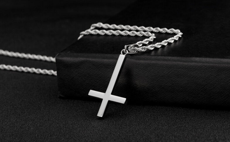 Lucifer Inverted Cross Pendant Necklace