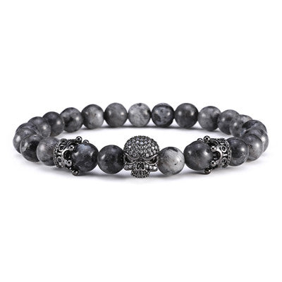 Skull Labradorite 8mm Bracelet. Handmade - aleph-zero