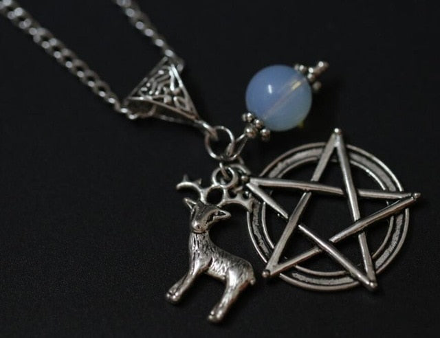 Pentacle Pentagram & Fertility Goddess Necklace