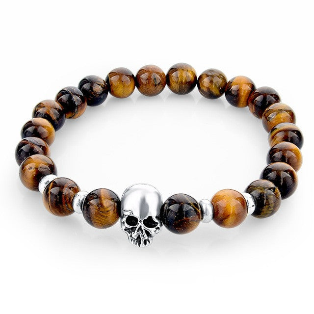 Skull natural Stone & Bangles Lava  Bracelet - aleph-zero