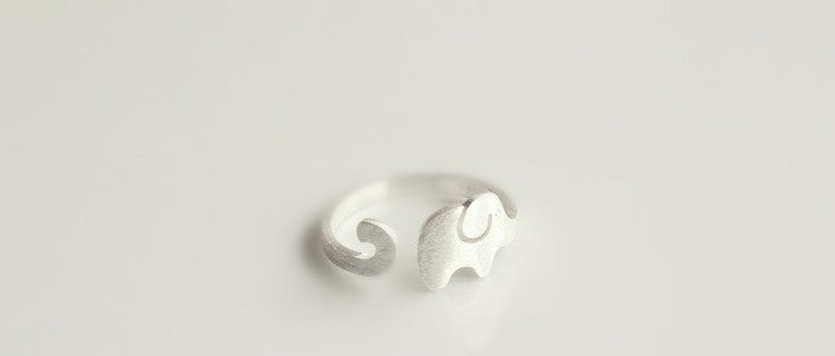 Elephant Ring - 925 Sterling Silver Open Ring - aleph-zero