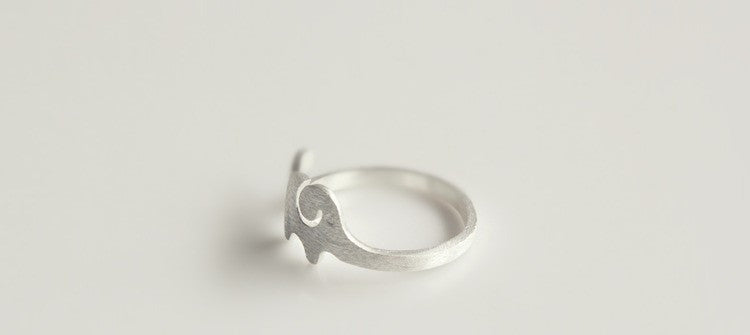 Elephant Ring - 925 Sterling Silver Open Ring - aleph-zero