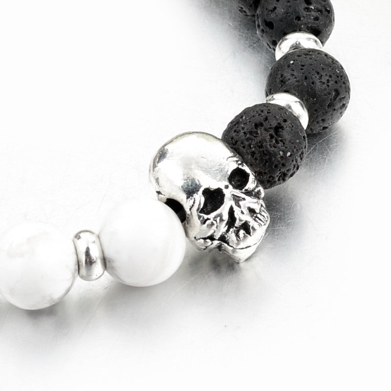 Skull natural Stone & Bangles Lava  Bracelet - aleph-zero