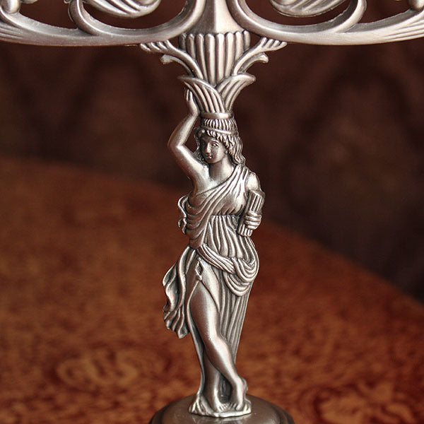 Tin Candlestick  three Ancient goddess