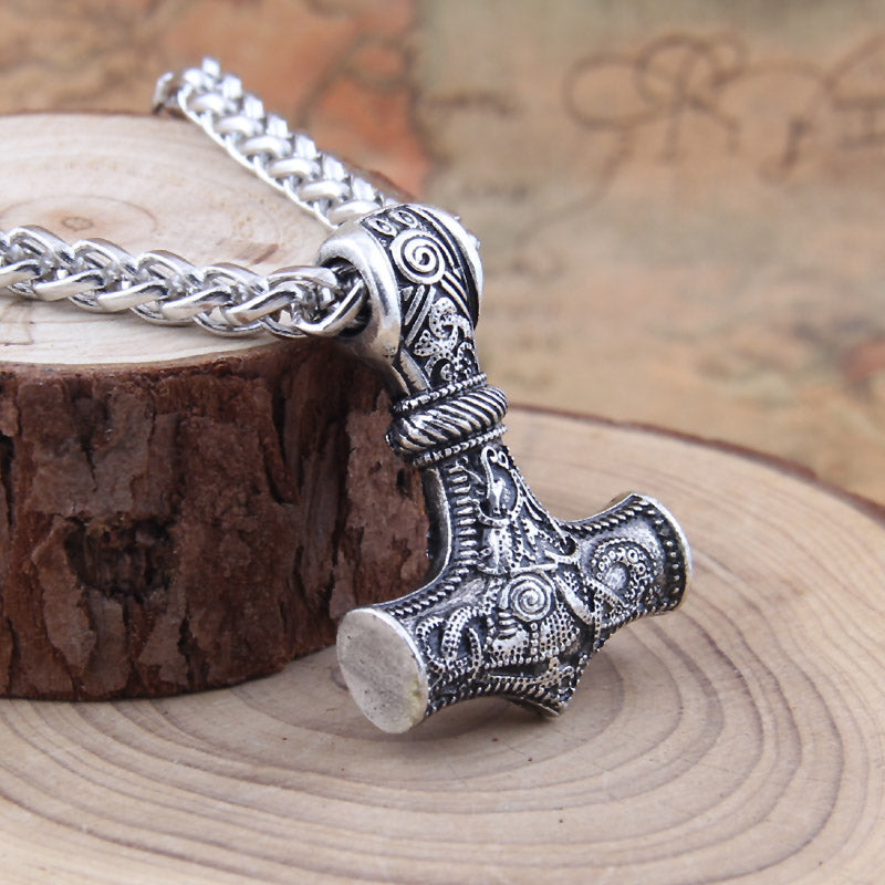 handmade Raven Thors Hammer Pendant+Necklace - aleph-zero