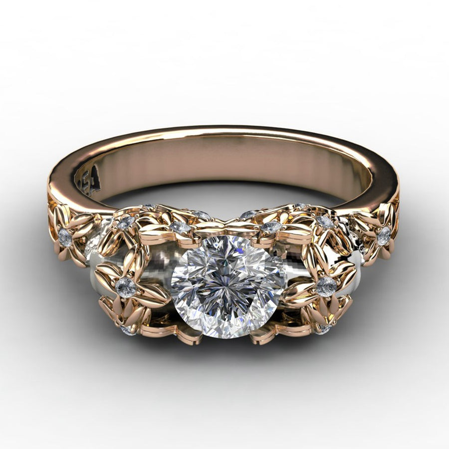 Unique Engagement Skull Ring - Unique Rose Gold Big Zircon Diamond - aleph-zero
