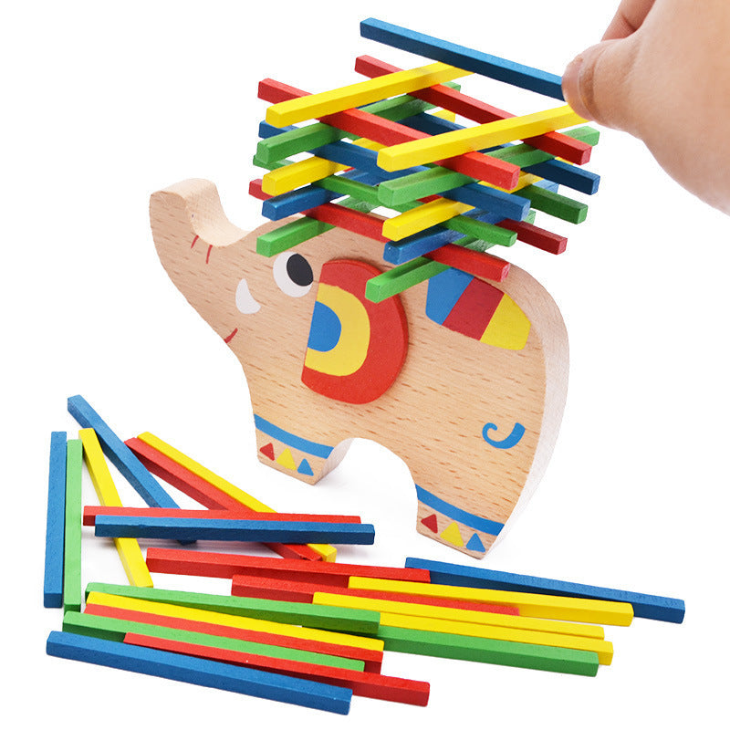 Montessori Educational Elephant Wood Balance Game. - aleph-zero