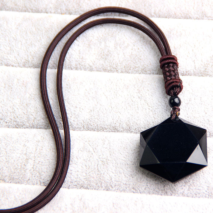 Black Obsidian pendant necklace - aleph-zero