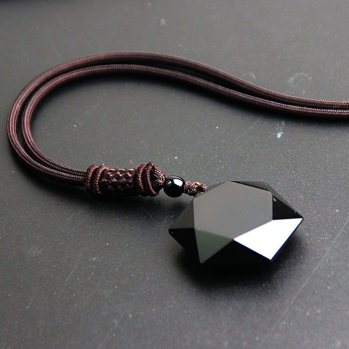 Black Obsidian pendant necklace - aleph-zero