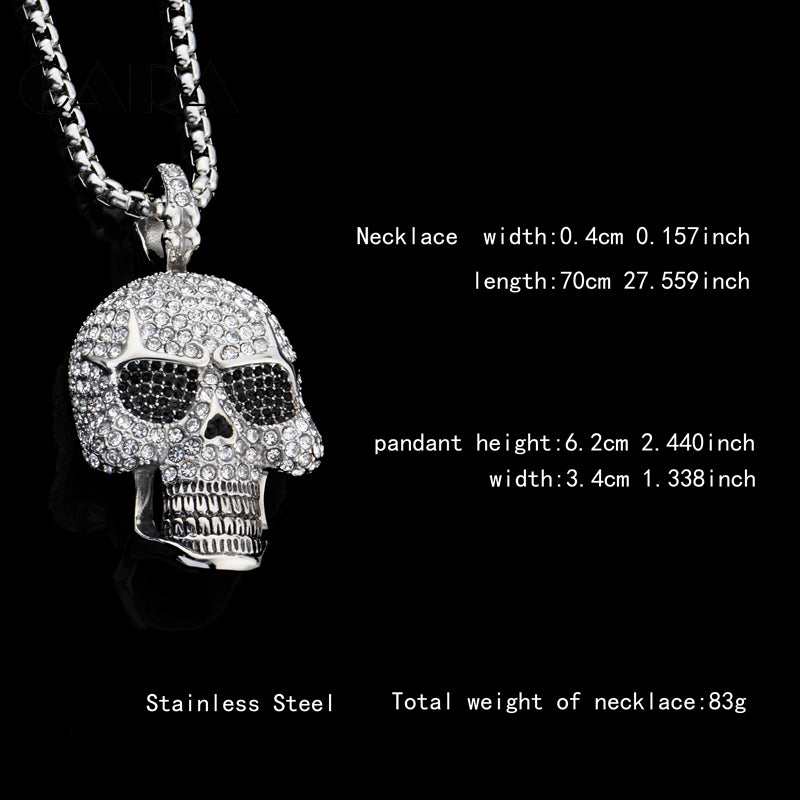 Full rhinestones Skull necklace - aleph-zero
