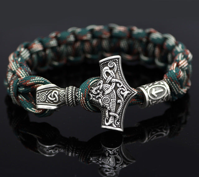 Norse Viking Thor Mjolnir Hammer Rune Knot Amulet Bracelet - aleph-zero
