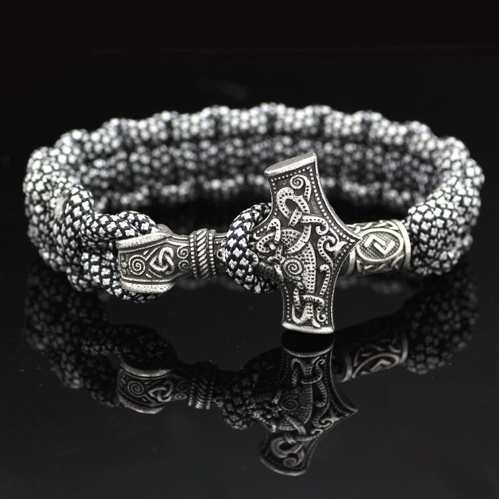 Norse Viking Thor Mjolnir Hammer Rune Knot Amulet Bracelet - aleph-zero