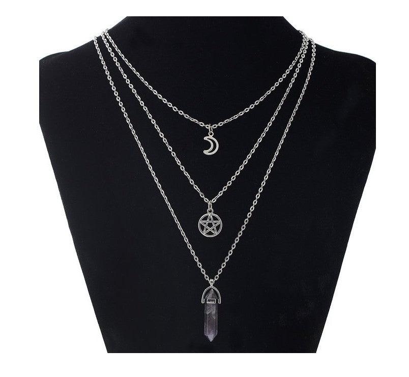 3 Layered Star and moon Necklace