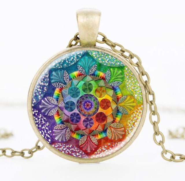 Handmade Henna Buddhism Mandala Necklace - aleph-zero