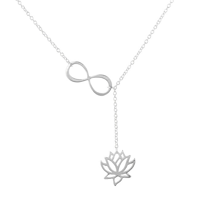 Infinity Lotus Lariat  Pendant Necklaces - aleph-zero